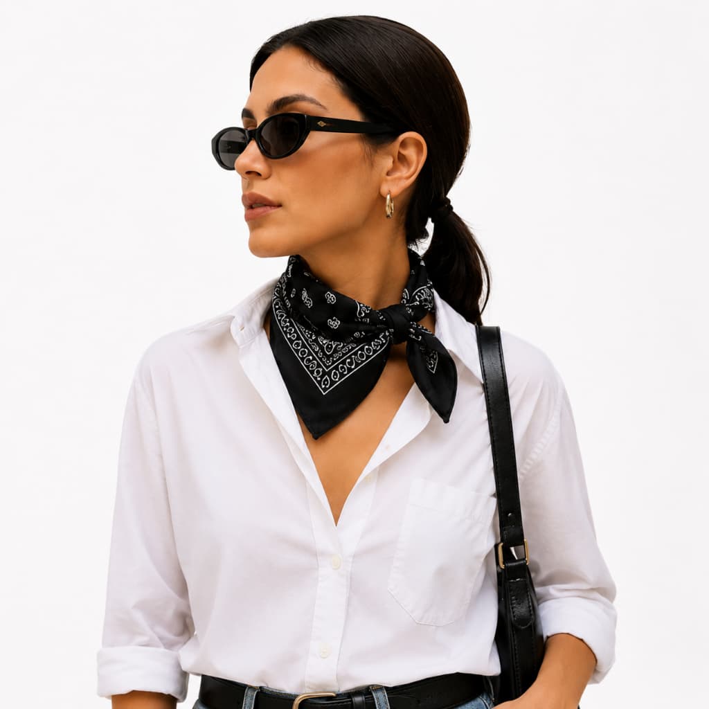 Lenço Feminino Masculino 55x55 Premium Bandana Feminino Masculino Estilo Moda Versátil Cabeça Cintura Pescoço Bolsa