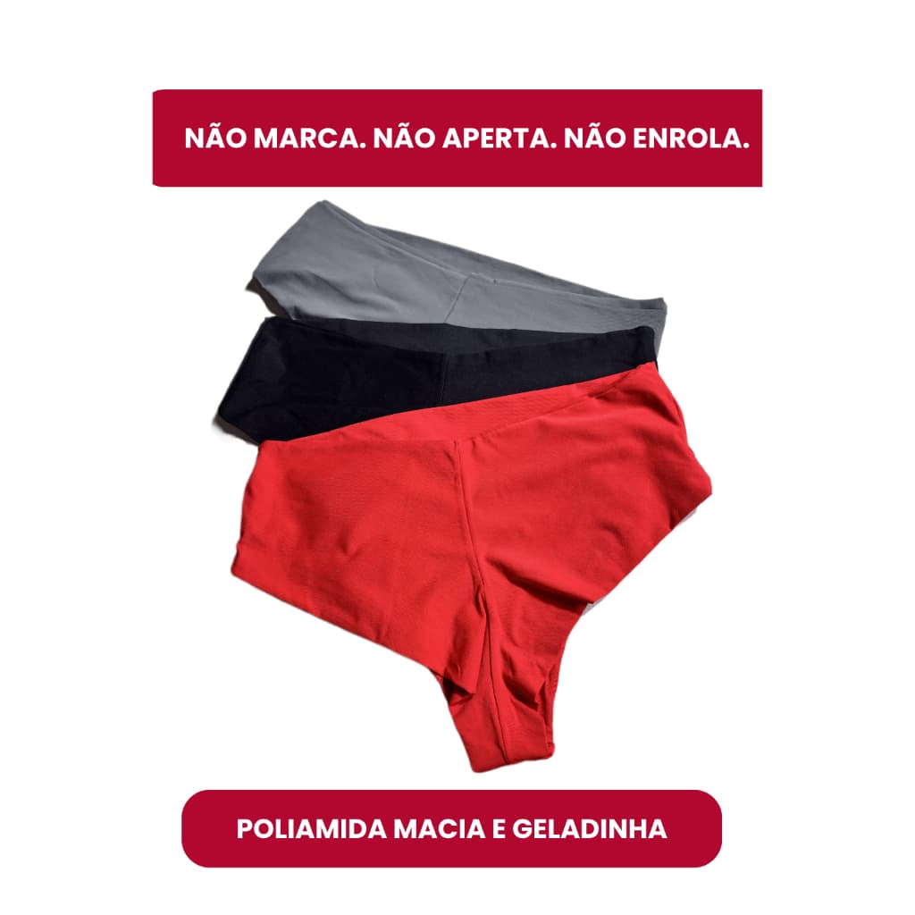 Calcinha Fio Duplo Poliamida Sem Costura Cos Alto Premium Não Marca Invisivel Confortavel Dia a Dia Feminina