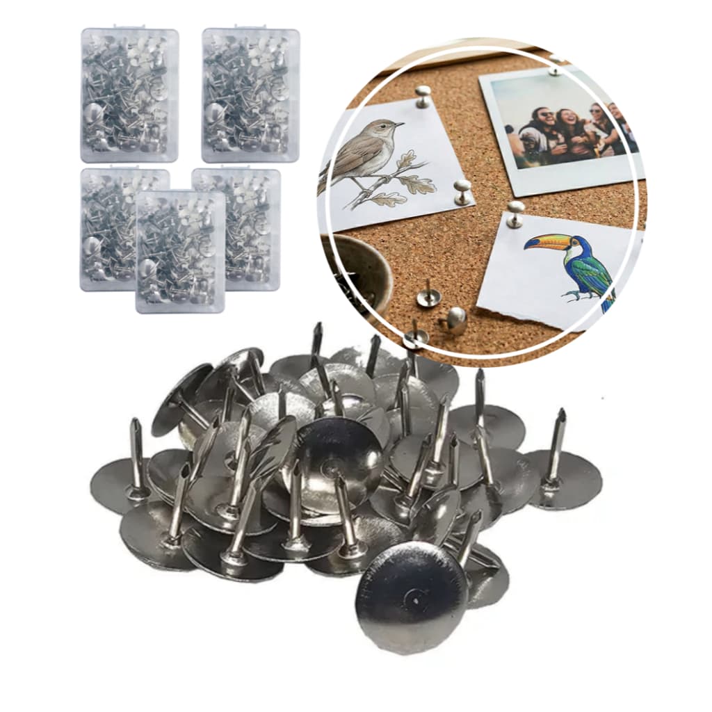 Kit 500 Tachinha Percevejo Prateado Niquelado Mural Quadro