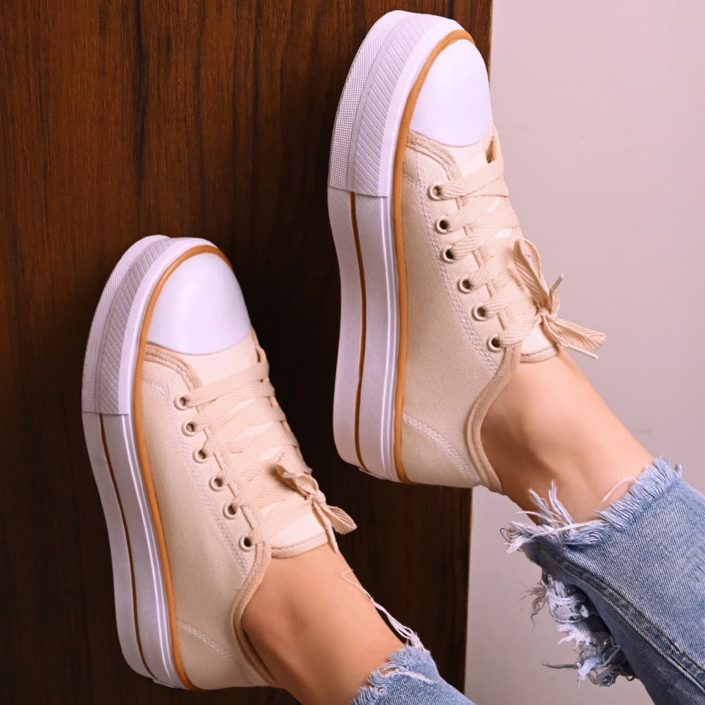 Tênis All Plataforma Cano Baixo Chuck Lift Couro Branco Old Star
