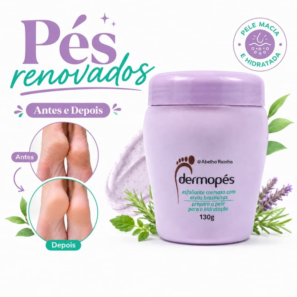 Dermopés Esfoliante Cremoso Para os Pés 130g Ervas Brasileiras Pés Lisos Macios e Renovados