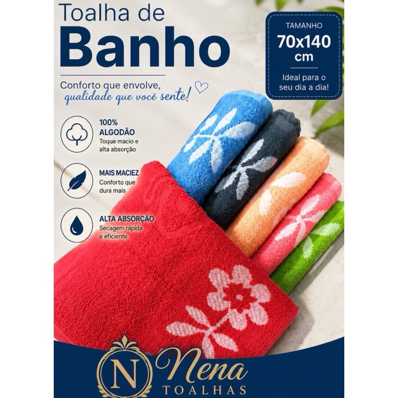 Toalha de Banho Grande Grossa 100% Algodão 80x140