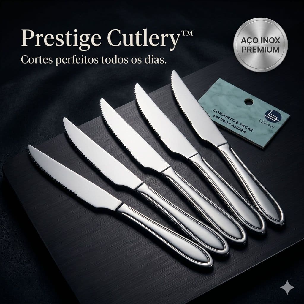 Jogo De Facas Inox 6 Peças Mesa Churrasco Cozinha Afiada Angra