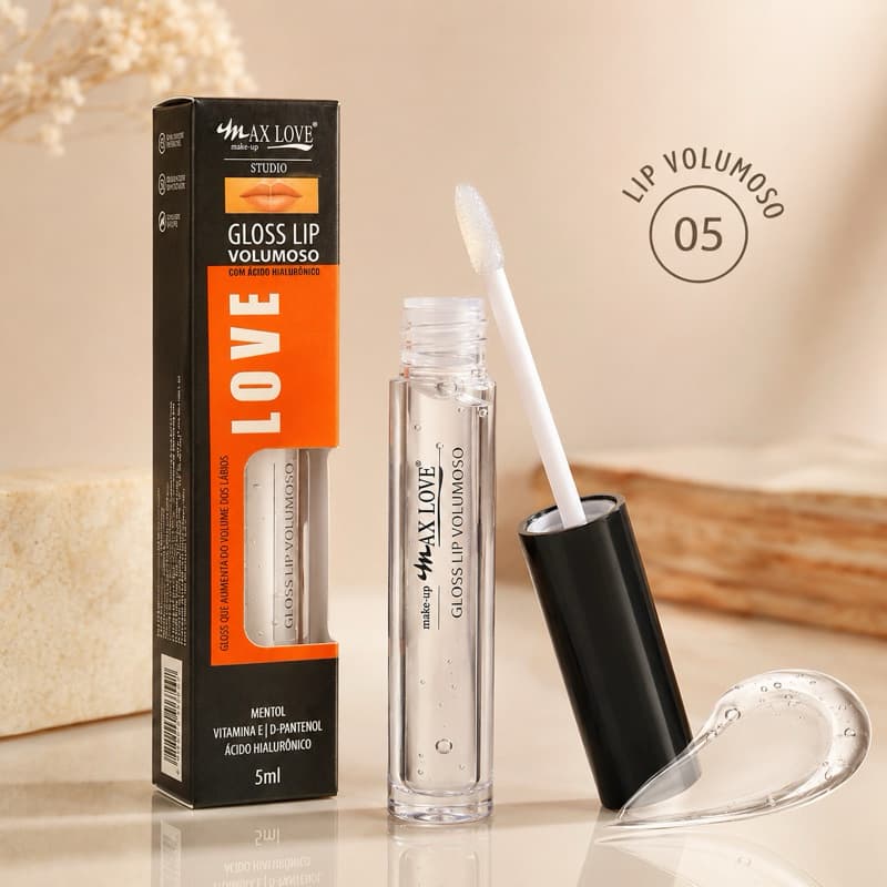 Gloss Lip Volumoso Max Love 5ml com ácido Hialurônico para hidratação