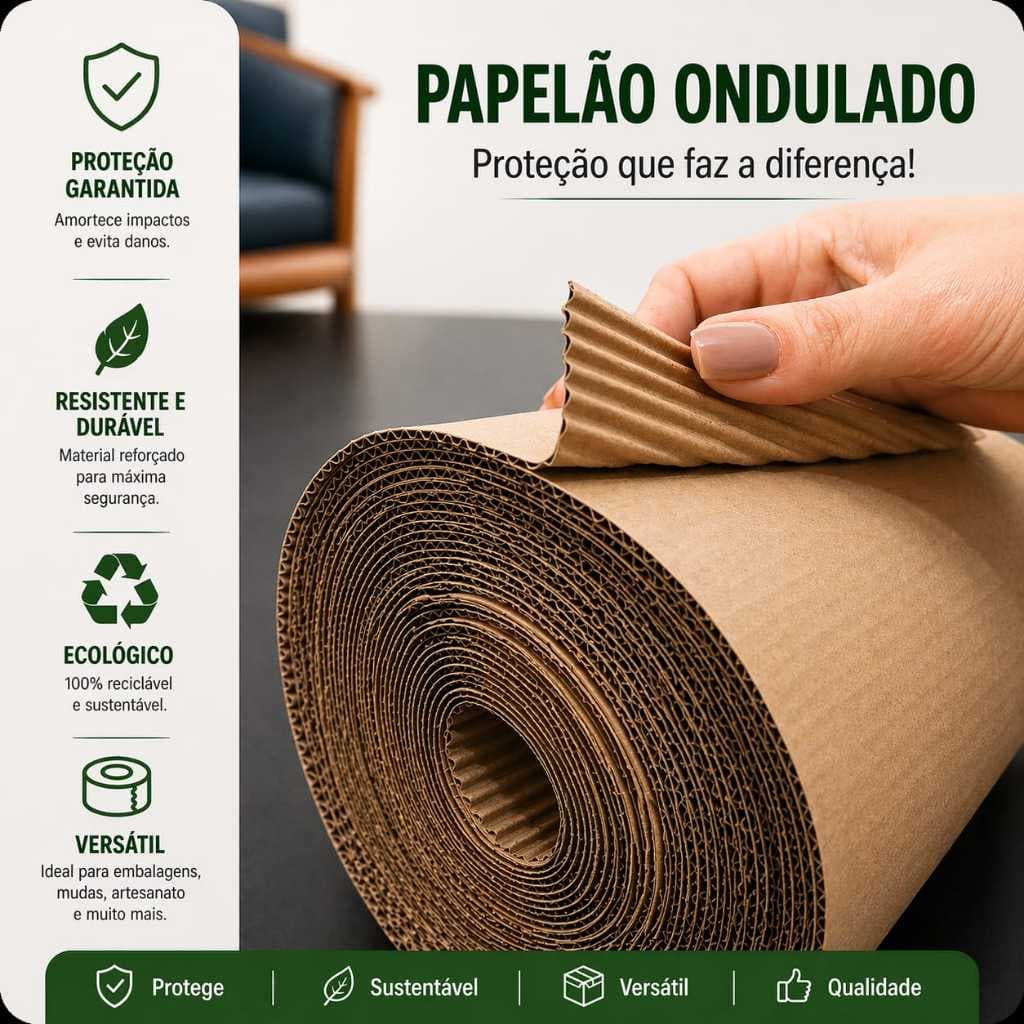Bobina de Papelão ESCOLHA SUA LARGURA E METRAGEM Rolo Ideal para Obra Reforma Proteção Piso Embalagem