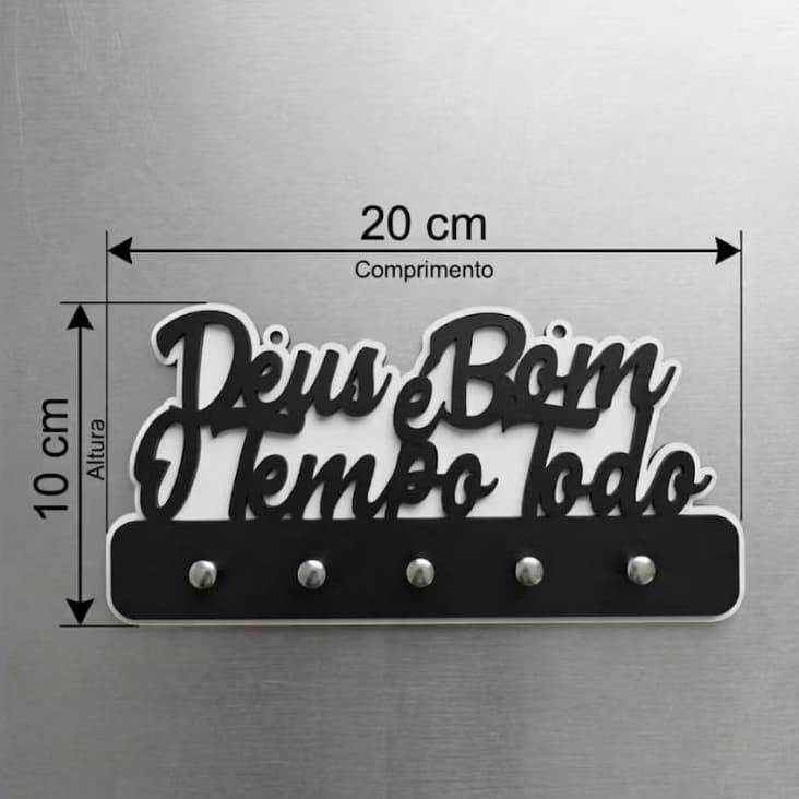 Porta Chaves de Parede Decorativo  Deus é Bom o Tempo Todo