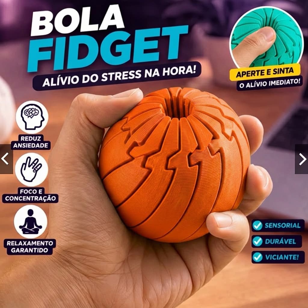 Bola Fidget BIG l Anti Estresse Sensorial | Brinquedo Relaxante Ansiedade TDAH | Foco