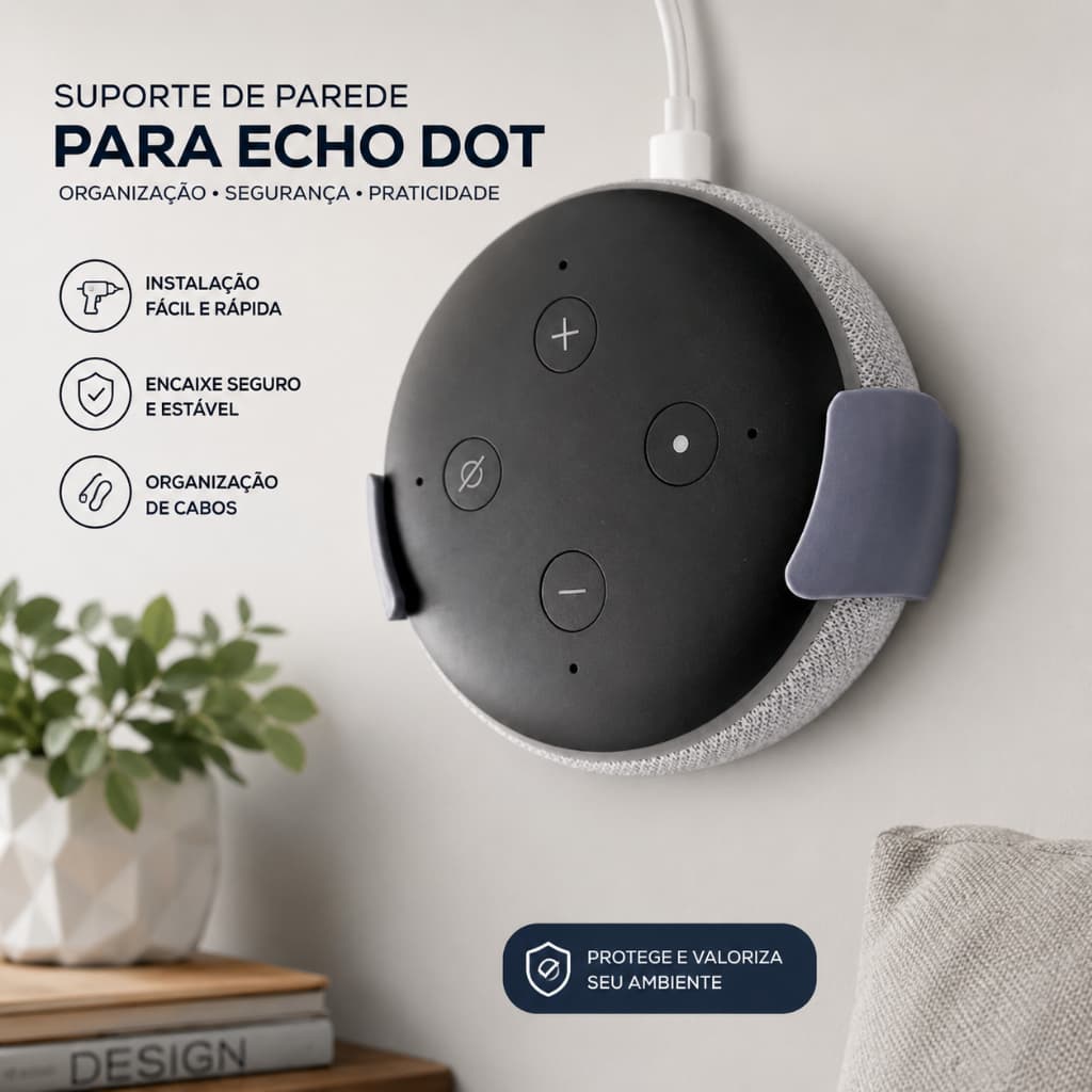 Suporte de Parede para Echo Dot Alexa Organizador