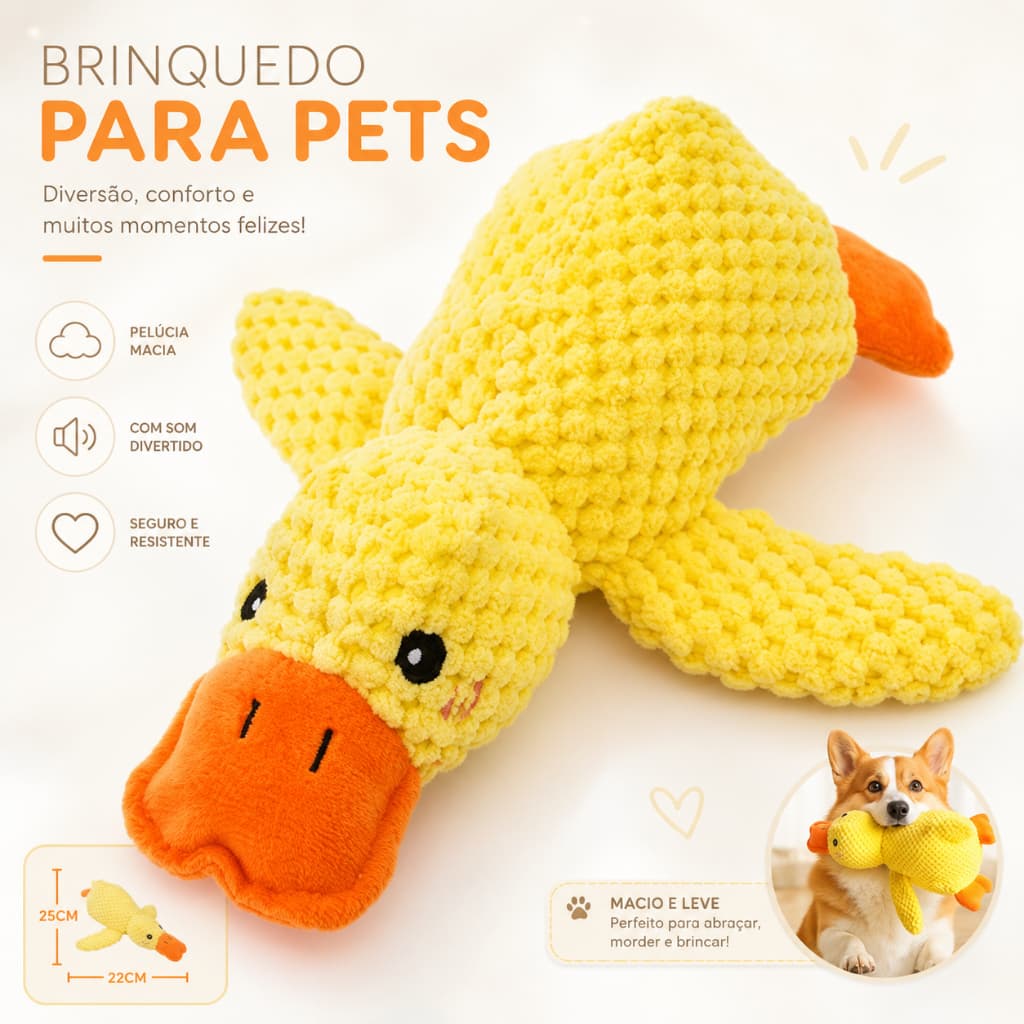 Brinquedo Mordedor Para Cachorro Pato De Pelúcia Macio Com Som Para Gastar Energia