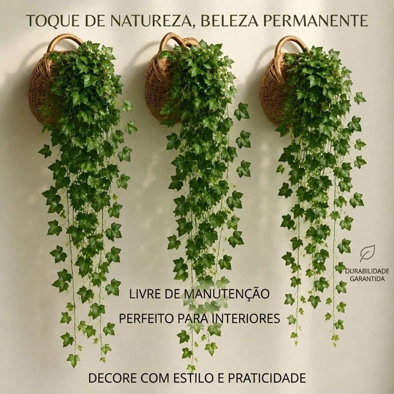 Planta Trepadeira Artificial Decoração 2 Metros Folhagem Verde Grande Folha De Hera Muro Inglês