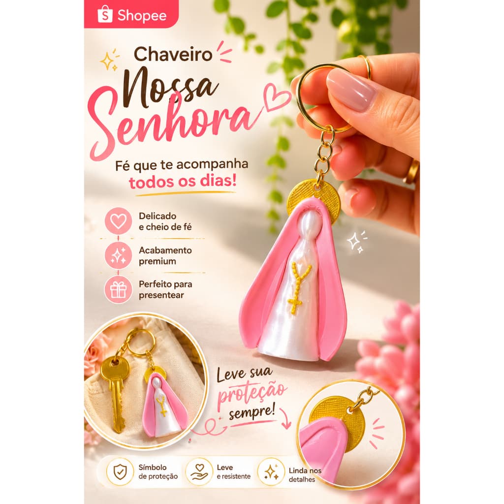 Chaveiro Religioso Nossa Senhora Aparecida Lembrancinha Batizado Crisma