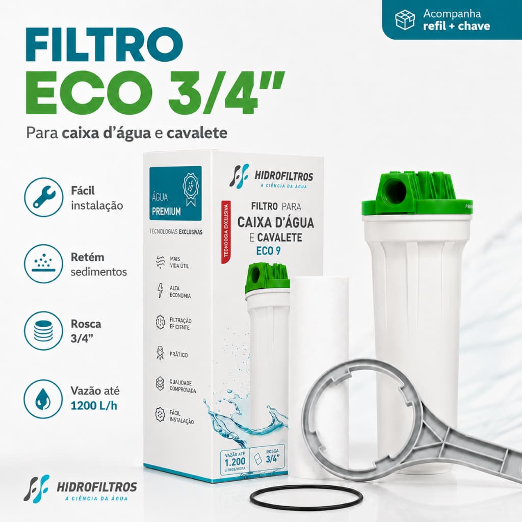 Filtro para Caixa D'Água e Cavalete Eco 9.3/4 Poe Original Alta Eficiência e Fácil Manutenção