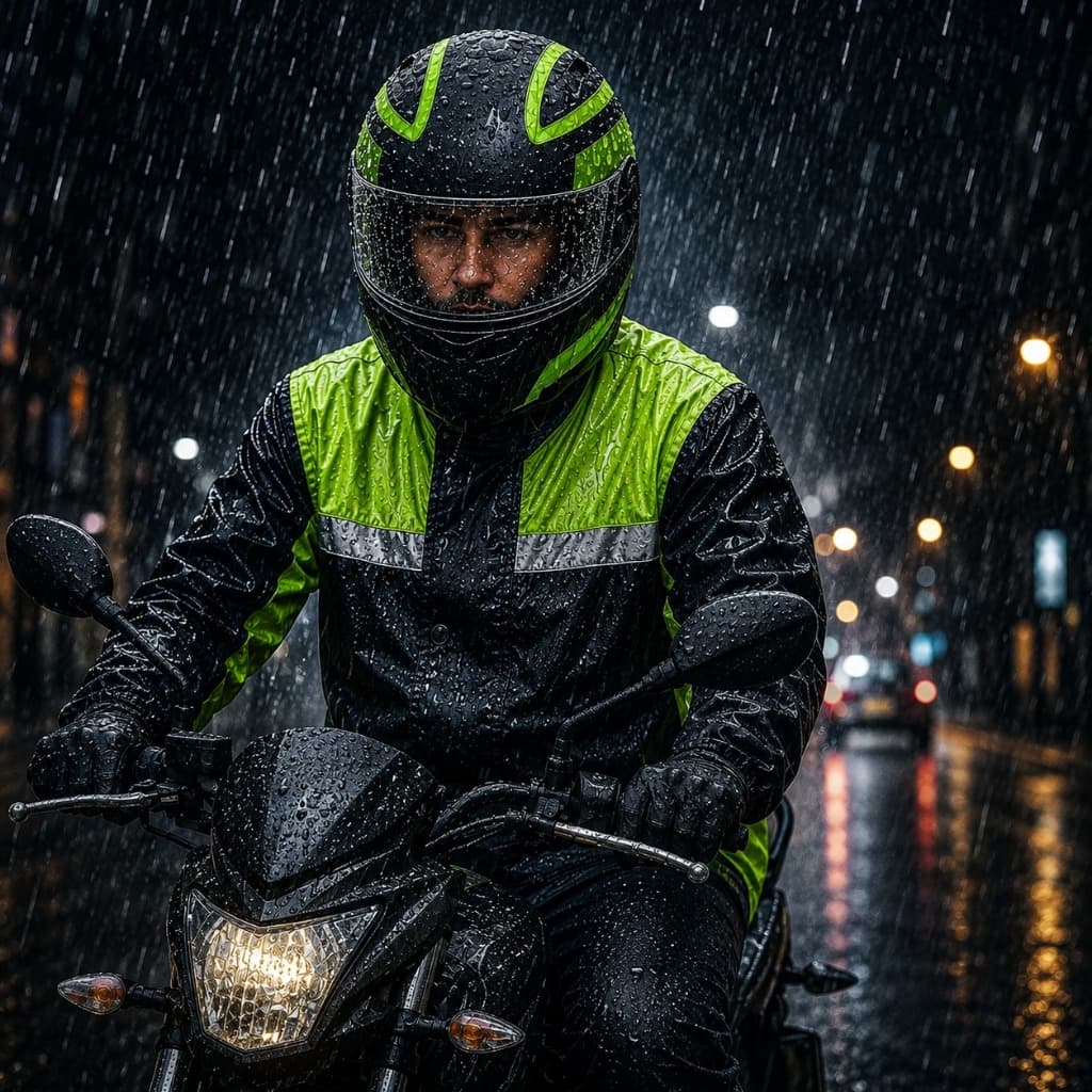 Capa de Chuva Moto Com Capuz Impermeável Motoqueiro Reforçada Para Dias Chuvosos