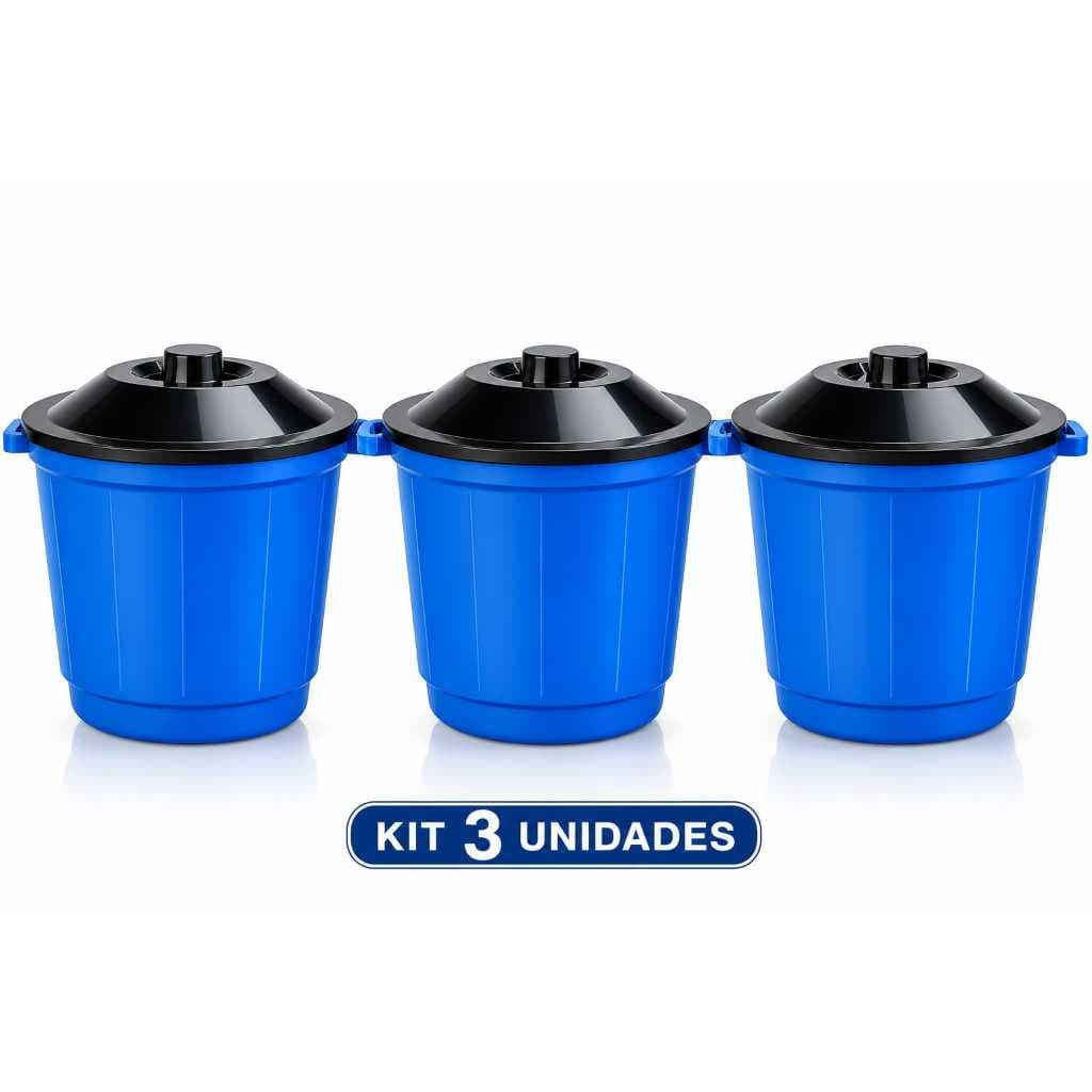 Kit 3 Lixeira Plástica Com Tampa Banheiro Cozinha 10 Litros - Arqplast