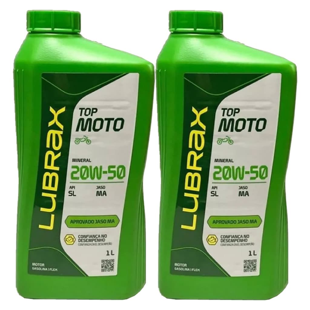 Óleo Kit 2 Litros Lubrax Mineral 20w50 4T Motos Honda Ate 2013 -Yamaha Ate 2015 -Suzuki Ate 2015