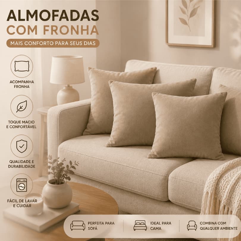 Kit até 6 Almofadas com Capa  45x45cm - Envio Rápido!