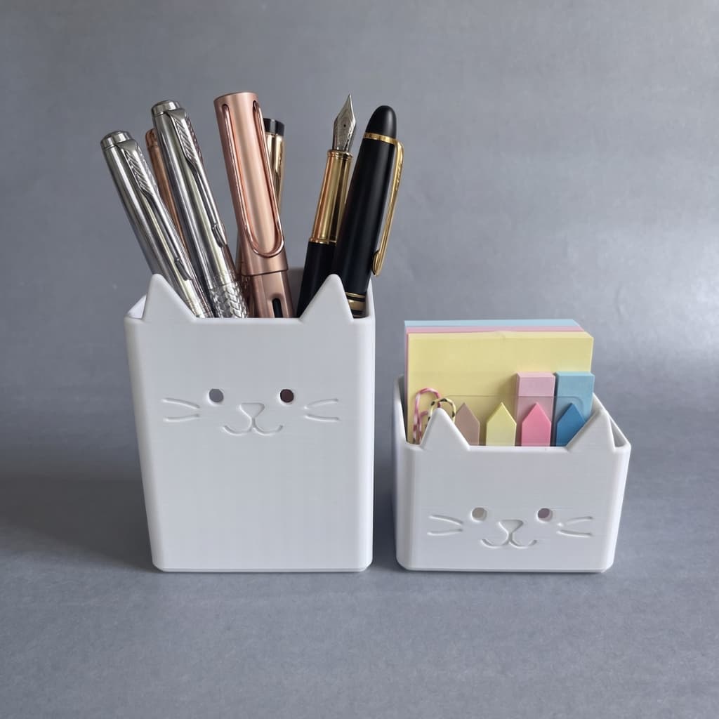 Porta Lápis Organizador de Mesa Gato com divisória