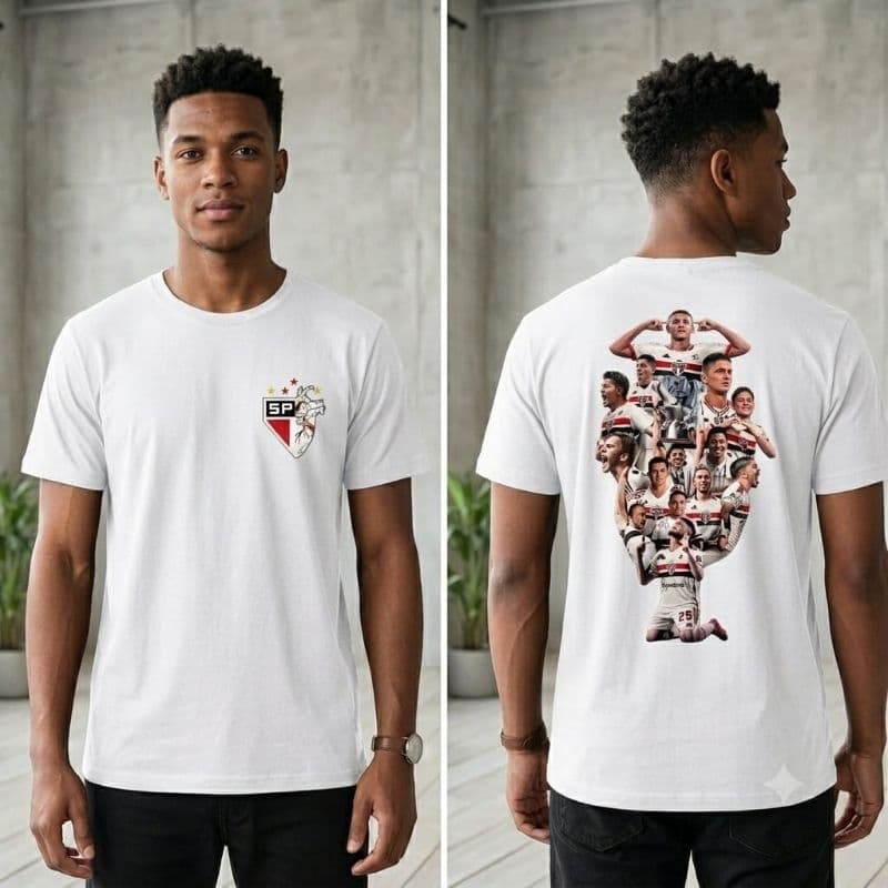 Camiseta São Paulo FC Branca Streetwear Oversized 100% Algodão Unissex Torcedor Estampa Costas Moda De Rua Premium.