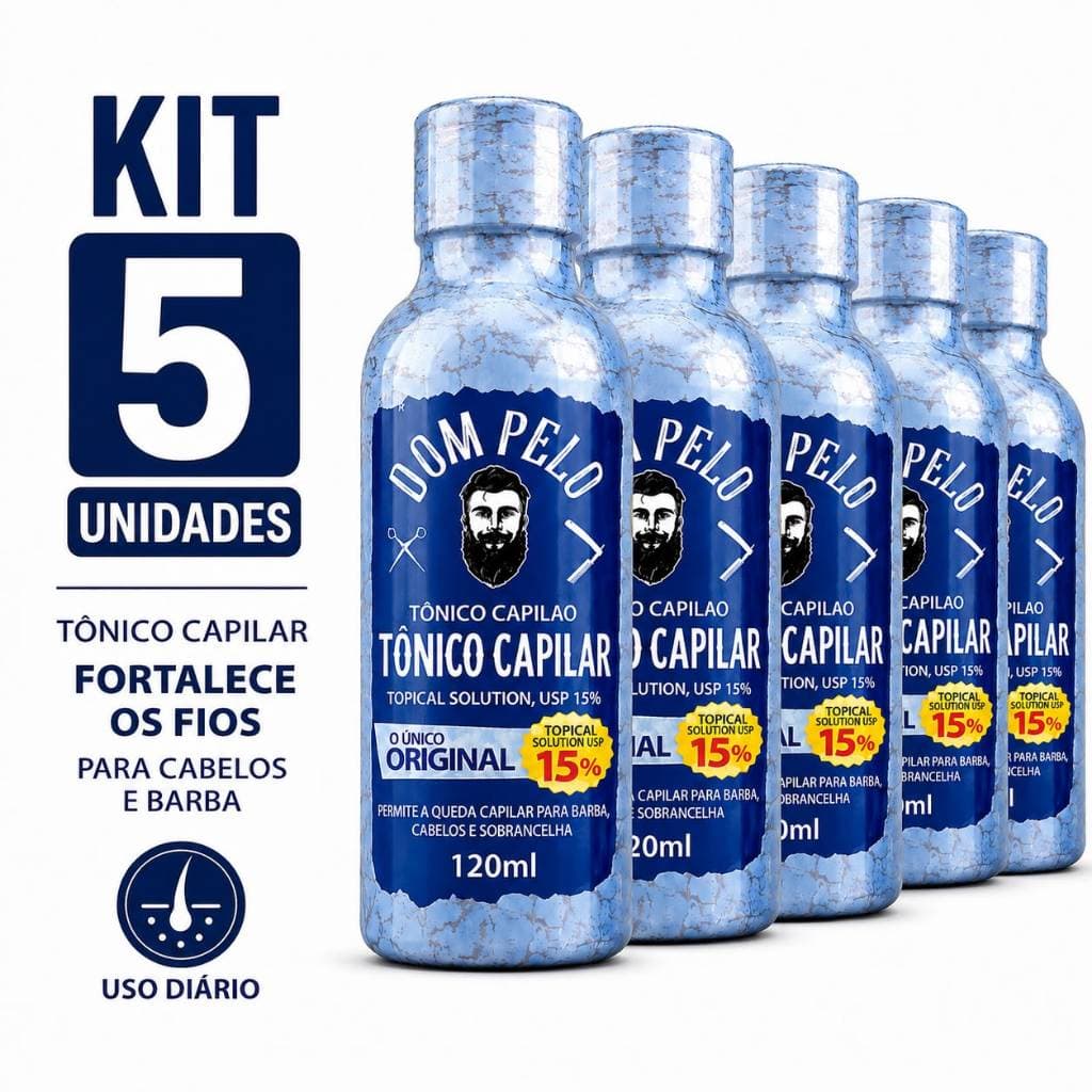 Kit 5 unidades Dom Pelo Original - Tônico Capilar para Cabelo, Barba e Sobrancelha-envio imediato
