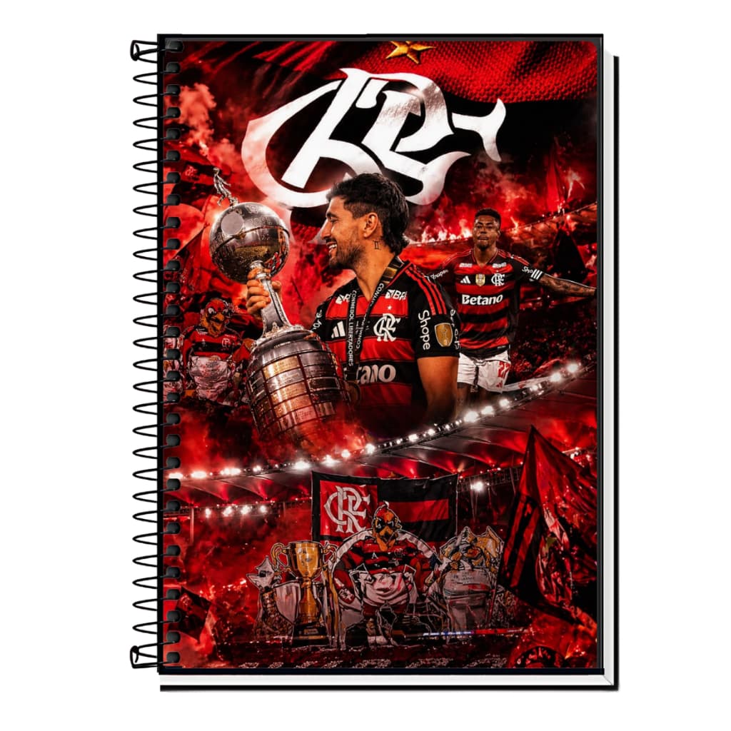 Caderno Personalizado flamengo  – Capa Dura Universitário Escolar, 01 ate 20 materias