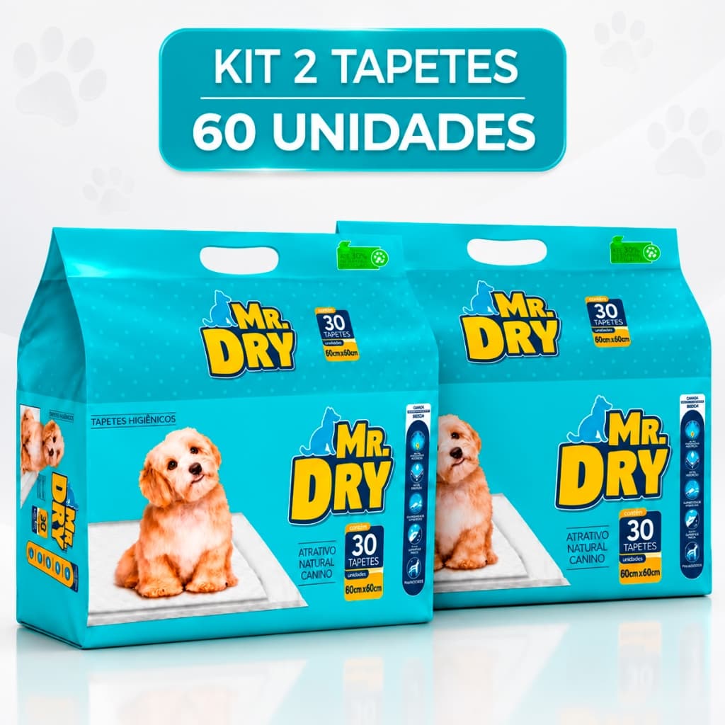 Tapete Higiênico Mr Dry 80x60 Para Cães Cachorro 60 Unidades Alta Absorção