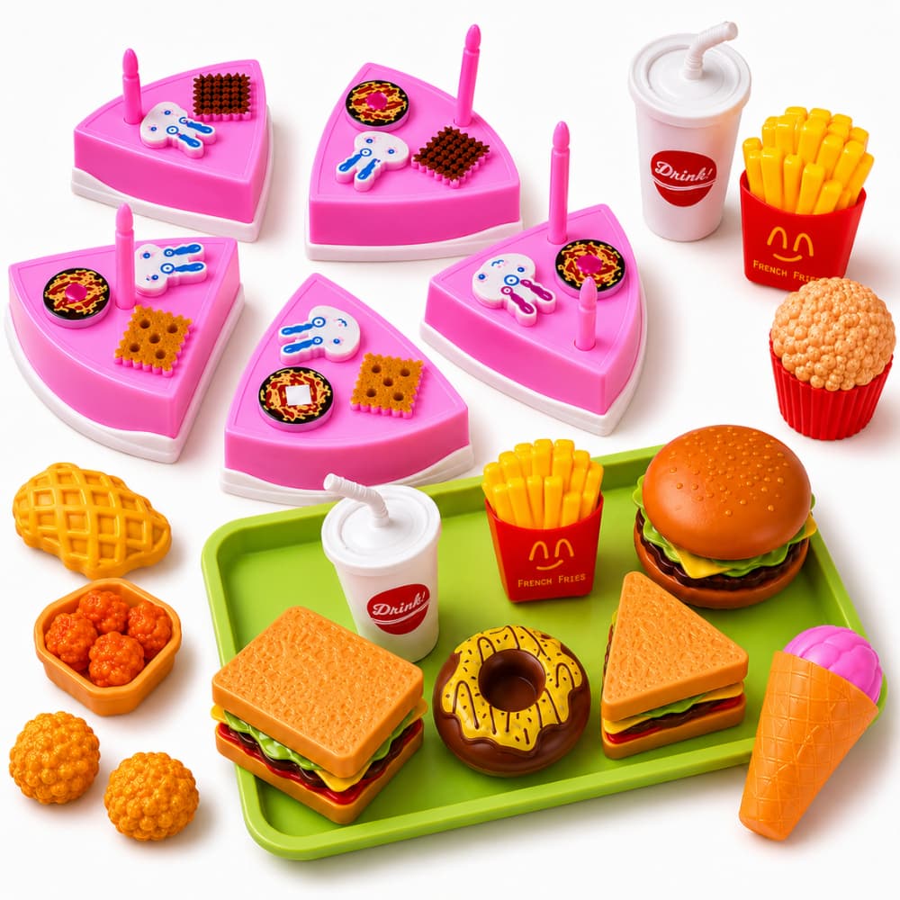Kit Comidinhas Cozinha Menina Menino Infantil Sorvetinho Brinquedos Presente Bolo Velcro Crec Crec