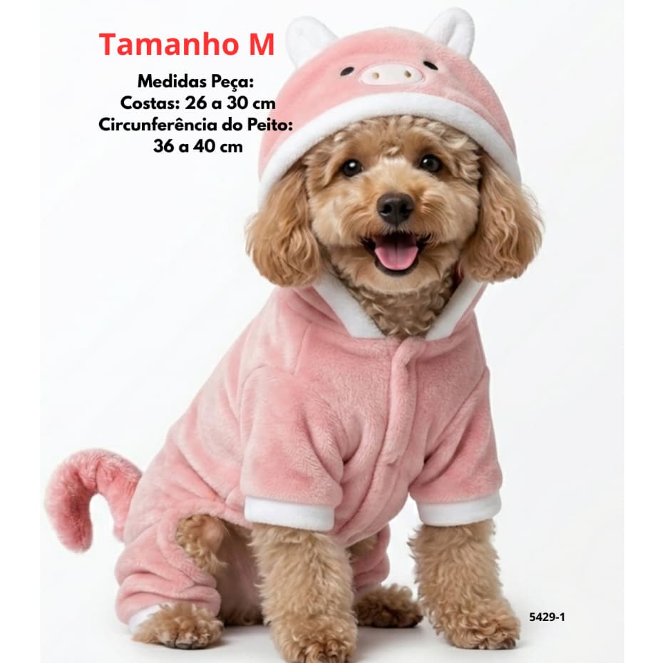 Roupa Pet Fantasia Pet Porquinho Roupa de Inverno Confortável para Cachorro e Gato
