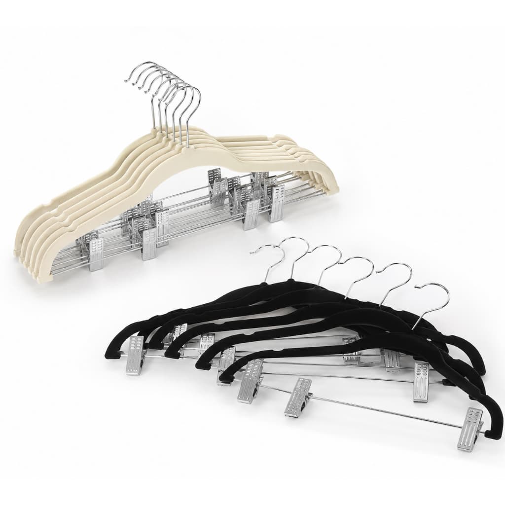 Kit Cabide De Veludo Com Presilha 5 Unidades Cabide Para Saia Shorts Camisa, Bege Preto - Loladecor