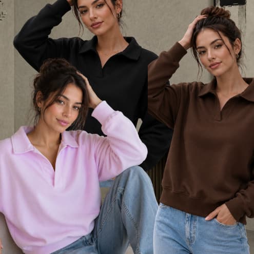 Blusa Moletom Feminino Oversized Gola Polo Premium Casual Chic Confortável Manga Longa Moda Inverno