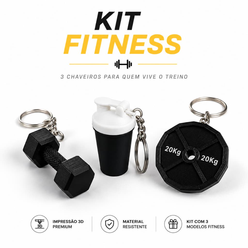 Kit Chaveiro Fitness 20 Unidades Academia Halter Anilha Garrafa Promoção Envio Rápido
