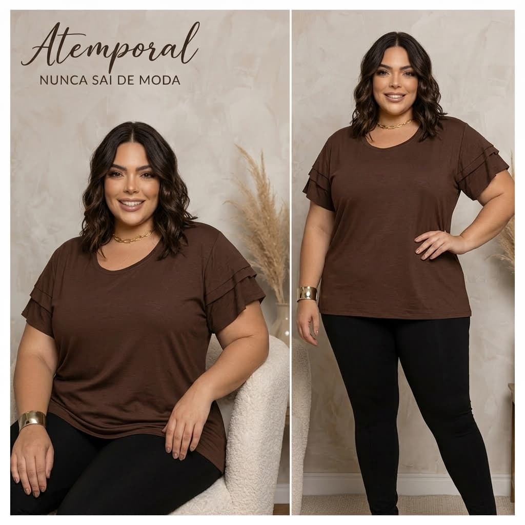 Blusa Feminina Plus Size Viscolycra Manga Curta Soltinha Casual Elegante Confortável Trabalho Dia a Dia