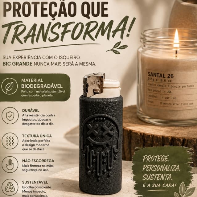 Capa Texturizada para Isqueiro Bic Grande - Proteção, Estilo e Personalidade