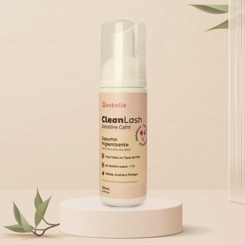 Espuma de Limpeza Sobelle Clean Lash Sensitive Calm 150 ml para extensão de Cílios