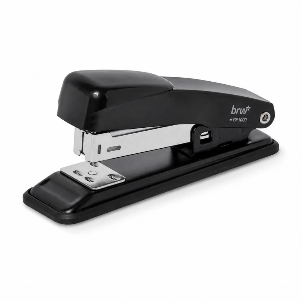Grampeador De Metal BRW GP1000 26/6 Para 20 Folhas Escritório Escolar Preto