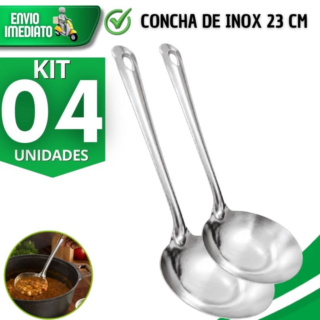 Concha de Servir Aço Inox 23cm Cabo Longo Cozinha Doméstica