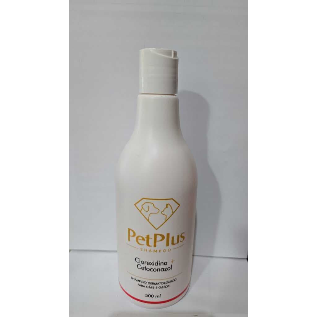 Shampoo Pet Plus Anticaspa 500ml -CLOREXIDINA+CETOCONAZOL / Antifúngico, Combate Bactérias, Hidratação