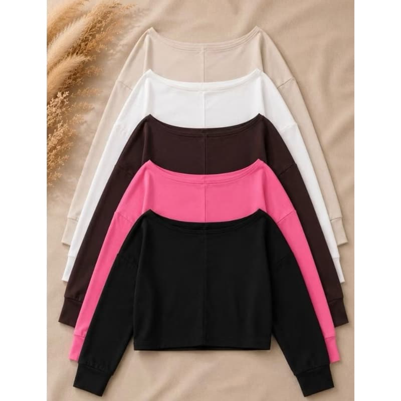 Cropped Moletom feminino manga longa casual básico elegante