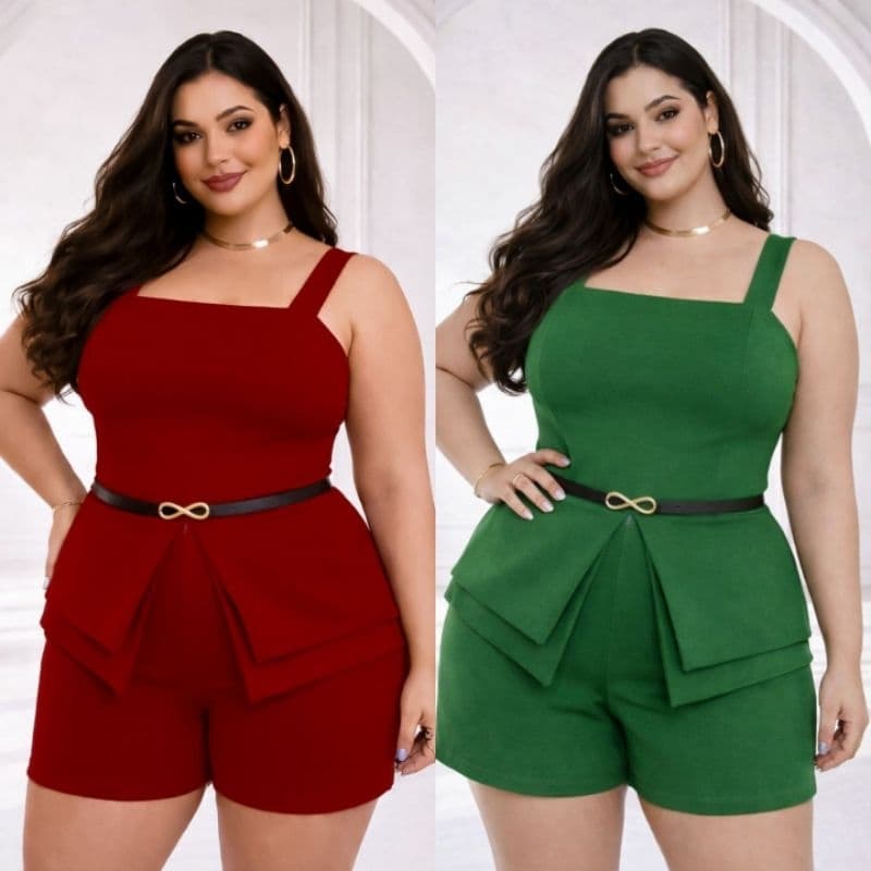 Macação Feminino Plus Size Amarração Costa Tam Único 44 ao 48