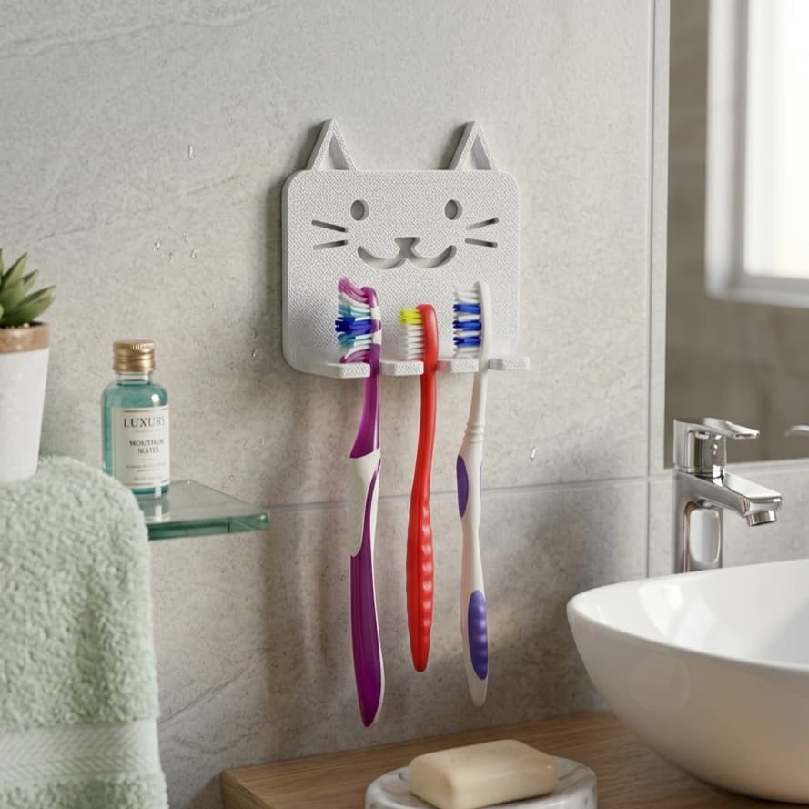 Porta Escova de Dentes de Parede Gatinho