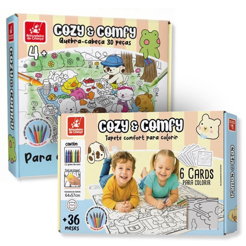 Kit Infantil Cozy & Comfy Tapete Para Colorir e Quebra-Cabeça 30 Peças