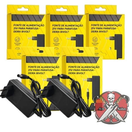 KIT 5 Carregadores Parafusadeira Fonte 21V Bivolt