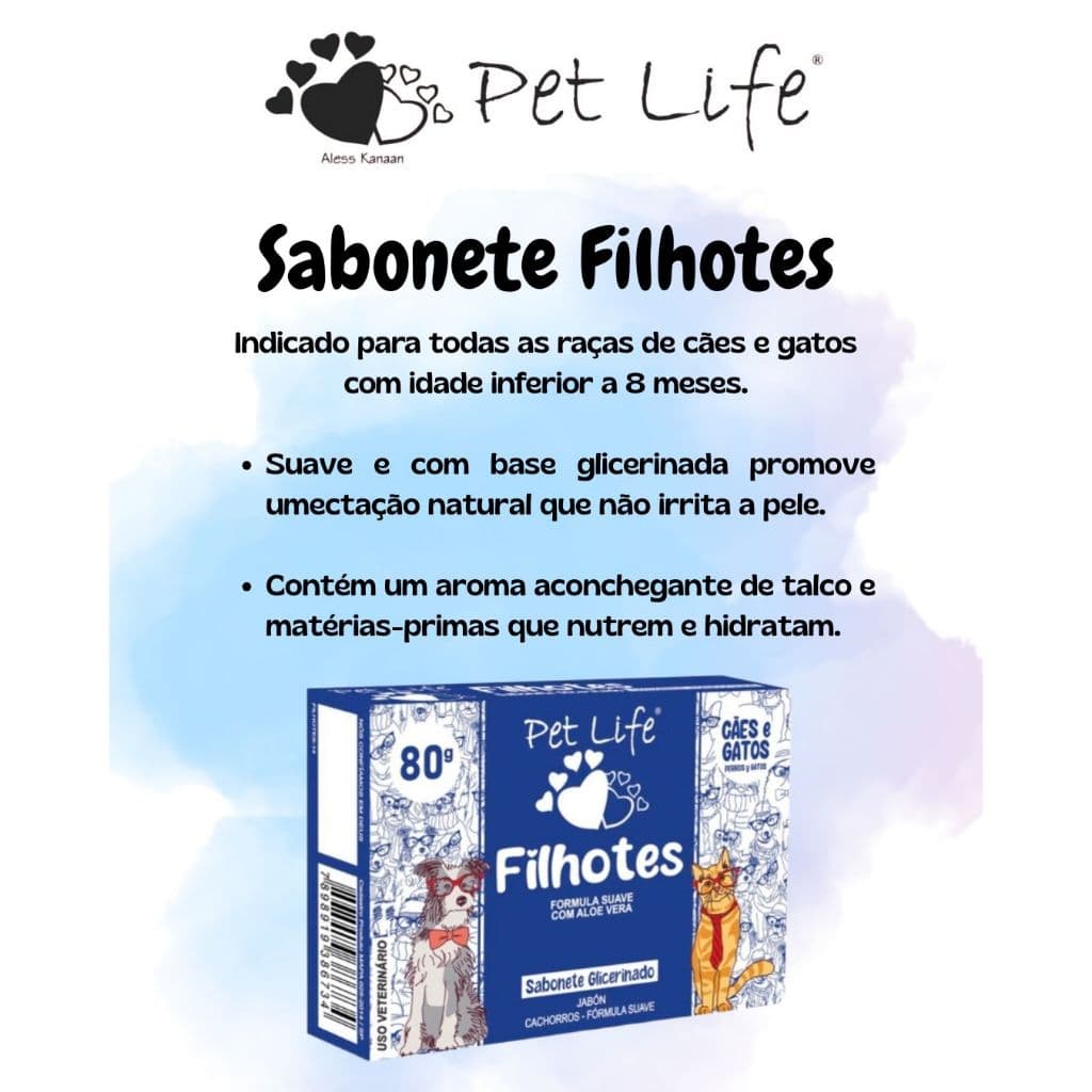 Sabonete Cães e Gatos Pet Life Glicerinado 80g