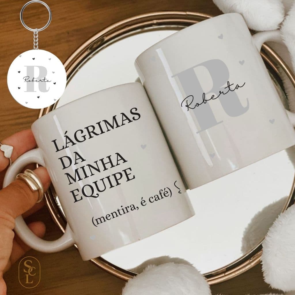 Caneca Personalizada Lágrimas da Minha Equipe + chaveiro mdf + caixa Presente Gerente- Chefe