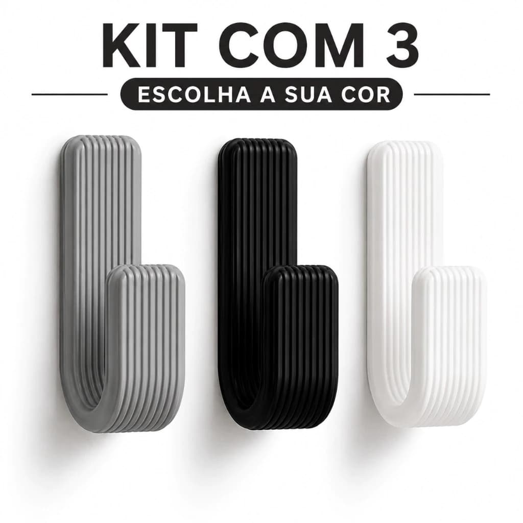 Kit de 3 Ganchos Suporte Resistente Com Fita Dupla Face 3M Para Toalhas Roupas Acessórios