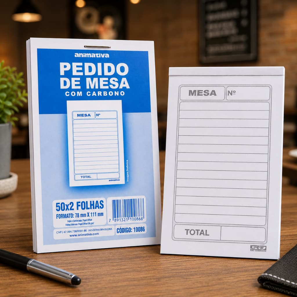Talão Comanda De Pedido Mesa Com Carbono Bloco 50x2 Folhas Restaurante Bar