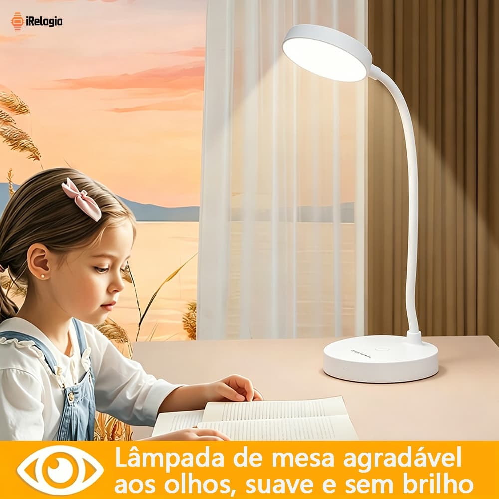 Luminária Led Lâmpada Abajur Dobrável De Alta Qualidade Para Mesa Estudo Com Exibição Do Relógio Recarregável Usb