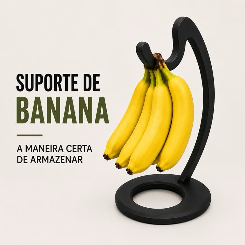 Suporte para Bananas Mesa Fruteira Preto - Evita Machucados e Decoração Moderna