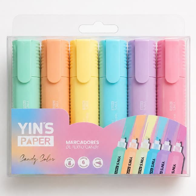 Office Kit 6 Marca Texto Com Cores Diferentes - Material Escolar