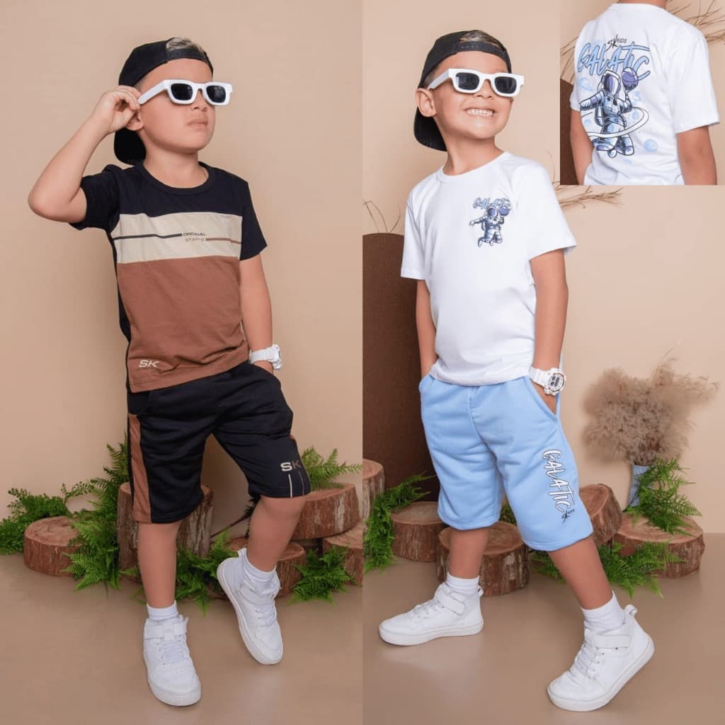 Conjunto Infantil Juvenil Masculina Blusa + Bermuda Roupa de Menino