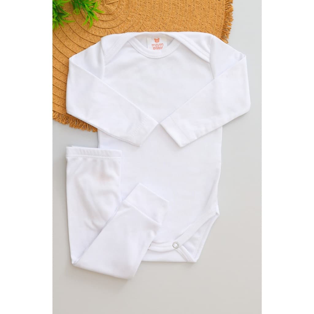 Conjunto Térmico Quentinho Bebê Pagão Menino Menina Longo Inverno Branco